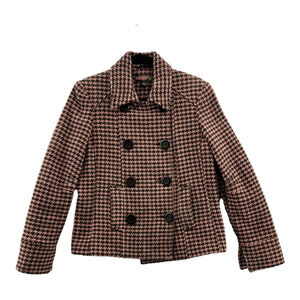Mudd Women's Peacoat Jacket Houndstooth Button Pocket Lined Wool Blend Large